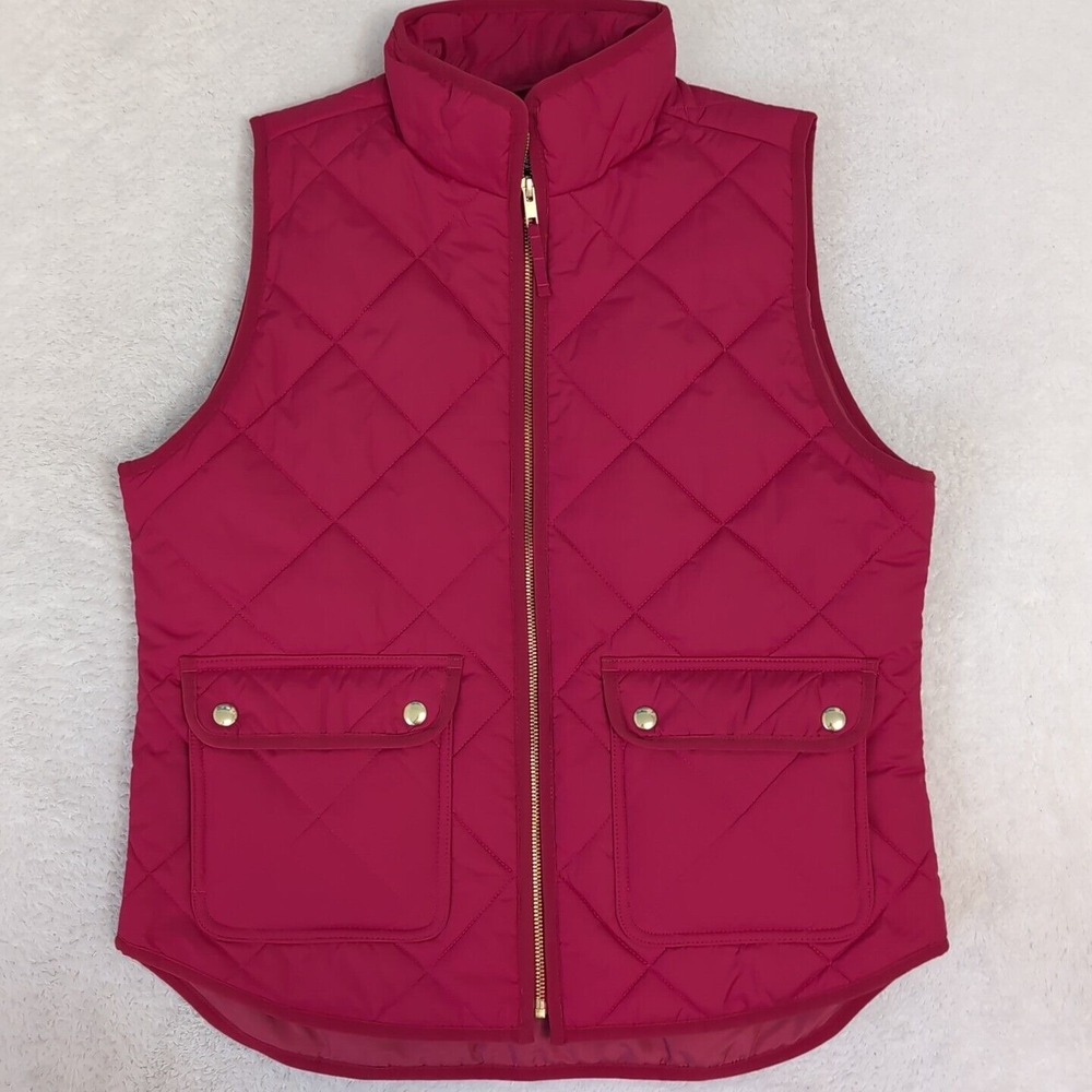 J Crew Vest Womens M‎ Pink Full Zip Quilted Puffer Full Zip Pocket Outdoor Lined
